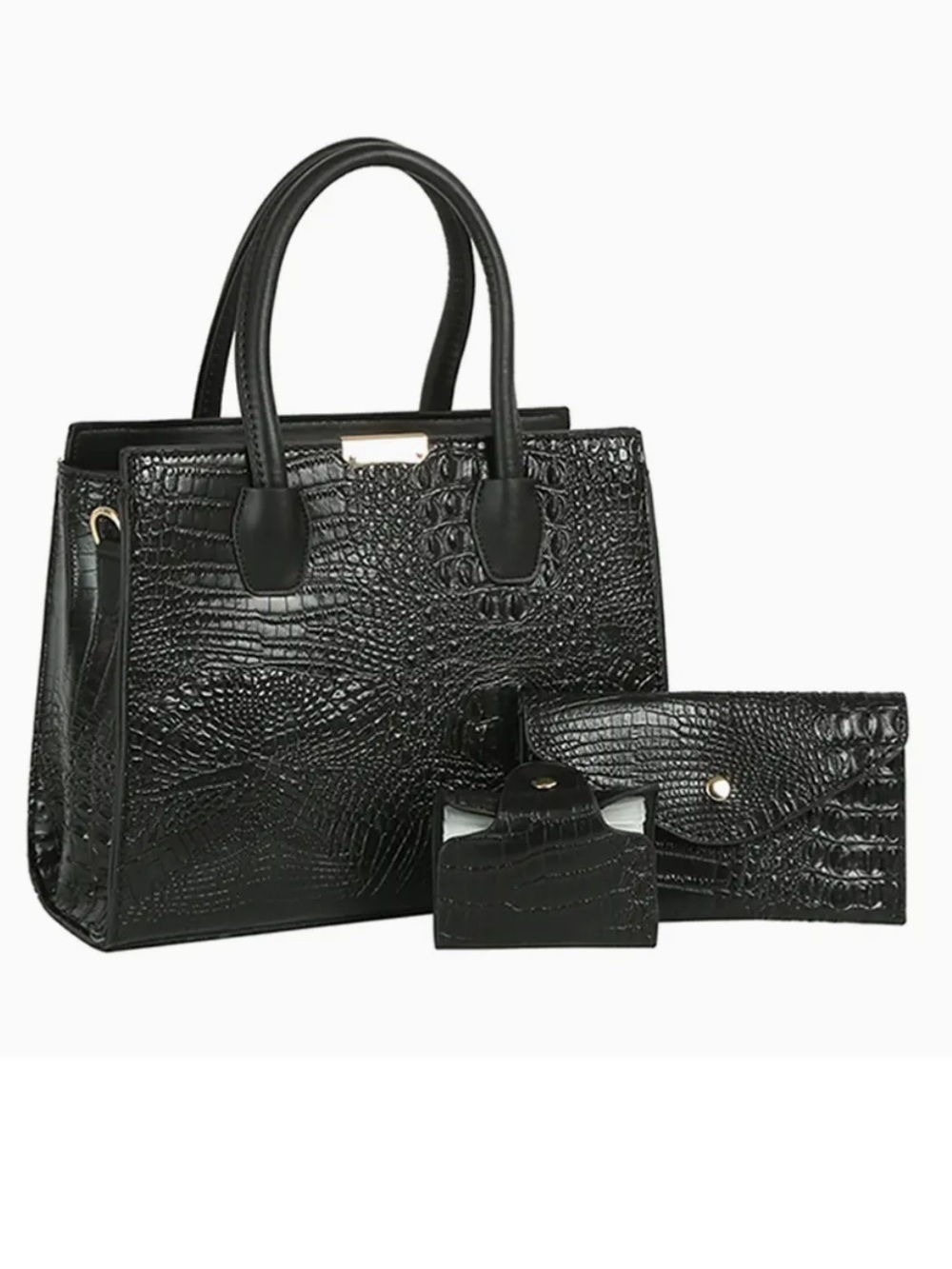 NWT Alligator 3-in-1 Handbag Set - Black